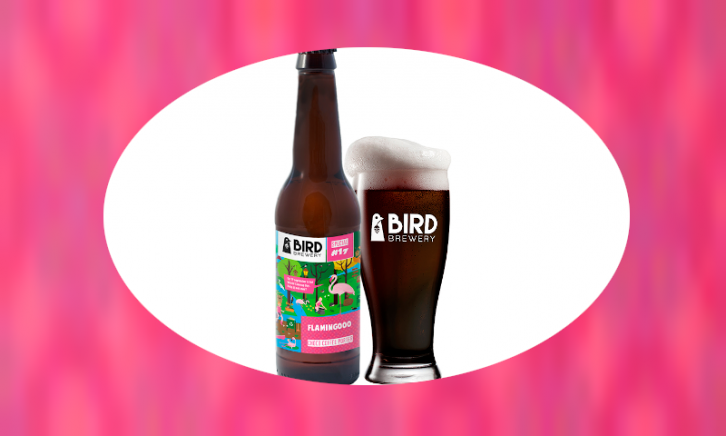 Flamingooo van Bird Brewery fles en glas